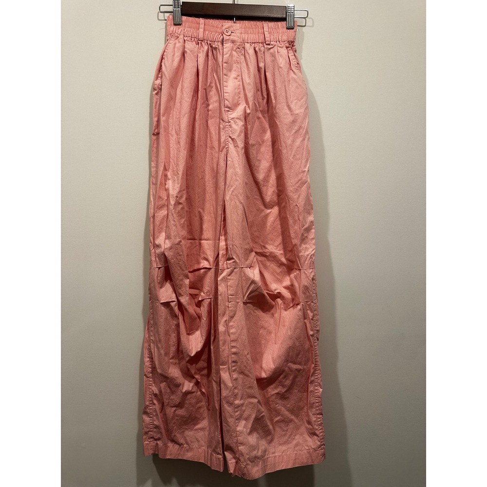 Hyfve Women Coral Pink Wide Leg High Waist Elastic Waist Trousers Pants XS
